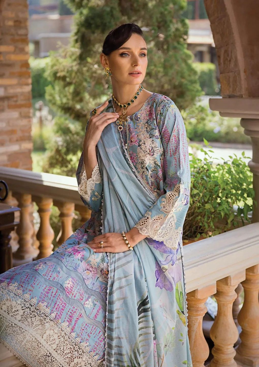 ELAF Chikankari Lawn OCEAN BLUE ECT-03A