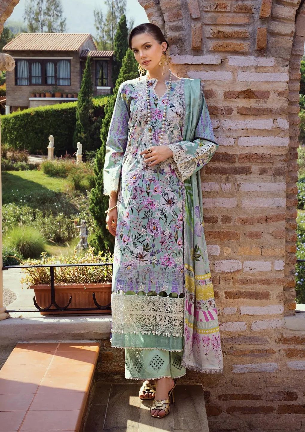 ELAF Chikankari Lawn OAK MIST ECT-03B
