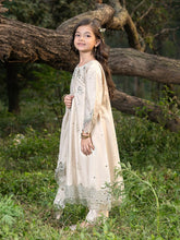 Hania’s Eid Twinning Charm by Mona – Ivory Chikankari Jacquard Maxi HEC12