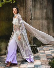 Mushq Elara 4pc Hand-Embellished Lilac Net Formal Suit