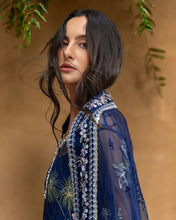 Mushq Naira Hand-Embellished Navy Net Formal Suit