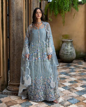 Mushq Zoya 4pc Hand-Embellished Grey Net Formal Suit
