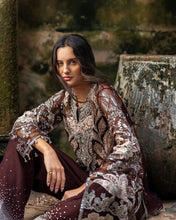Mushq Maira Hand-Embellished Brown Net Formal Suit