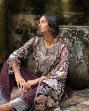 Mushq Maira Hand-Embellished Brown Net Formal Suit