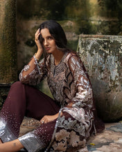 Mushq Maira Hand-Embellished Brown Net Formal Suit