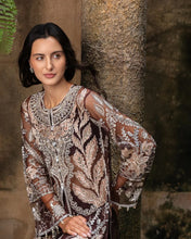 Mushq Maira Hand-Embellished Brown Net Formal Suit
