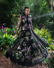 Mushq Raina 3pc Black Embroidered Net Formal Suit