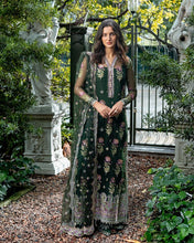 Mushq Sabah 3pc Hand-Embellished Bottle Green Net Formal Suit