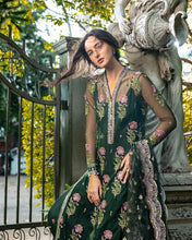 Mushq Sabah 3pc Hand-Embellished Bottle Green Net Formal Suit