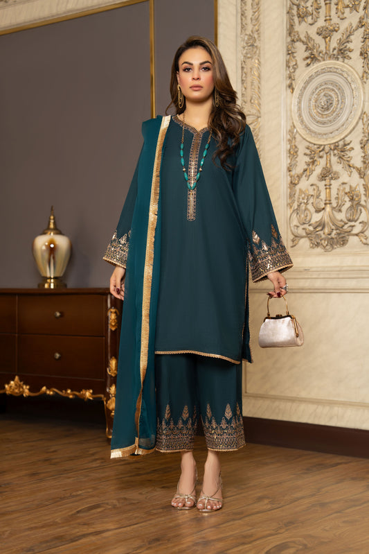 3pc Ready to Wear Raw Silk Dress by Gul Warun GRS21