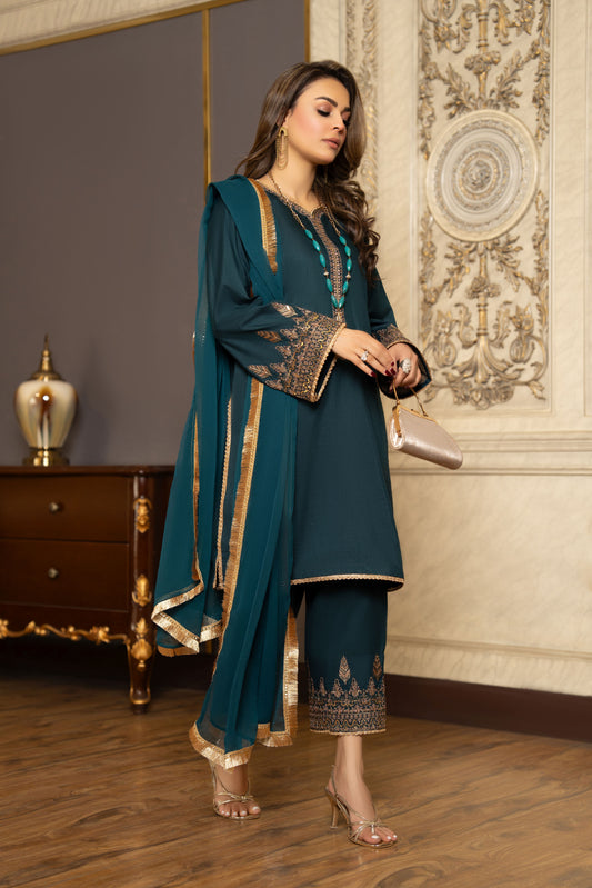 3pc Ready to Wear Raw Silk Dress by Gul Warun GRS21