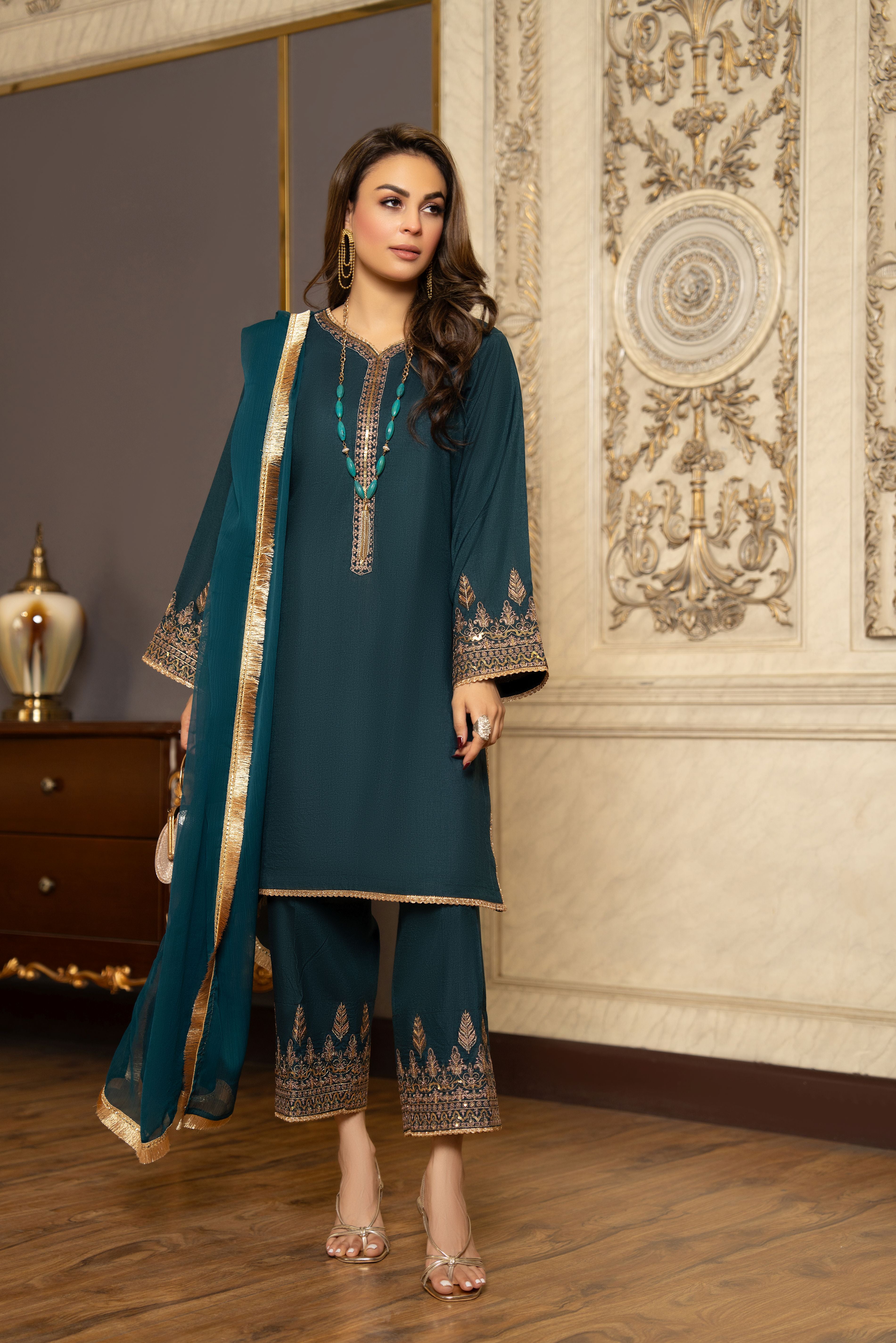 3pc Ready to Wear Raw Silk Dress by Gul Warun GRS21
