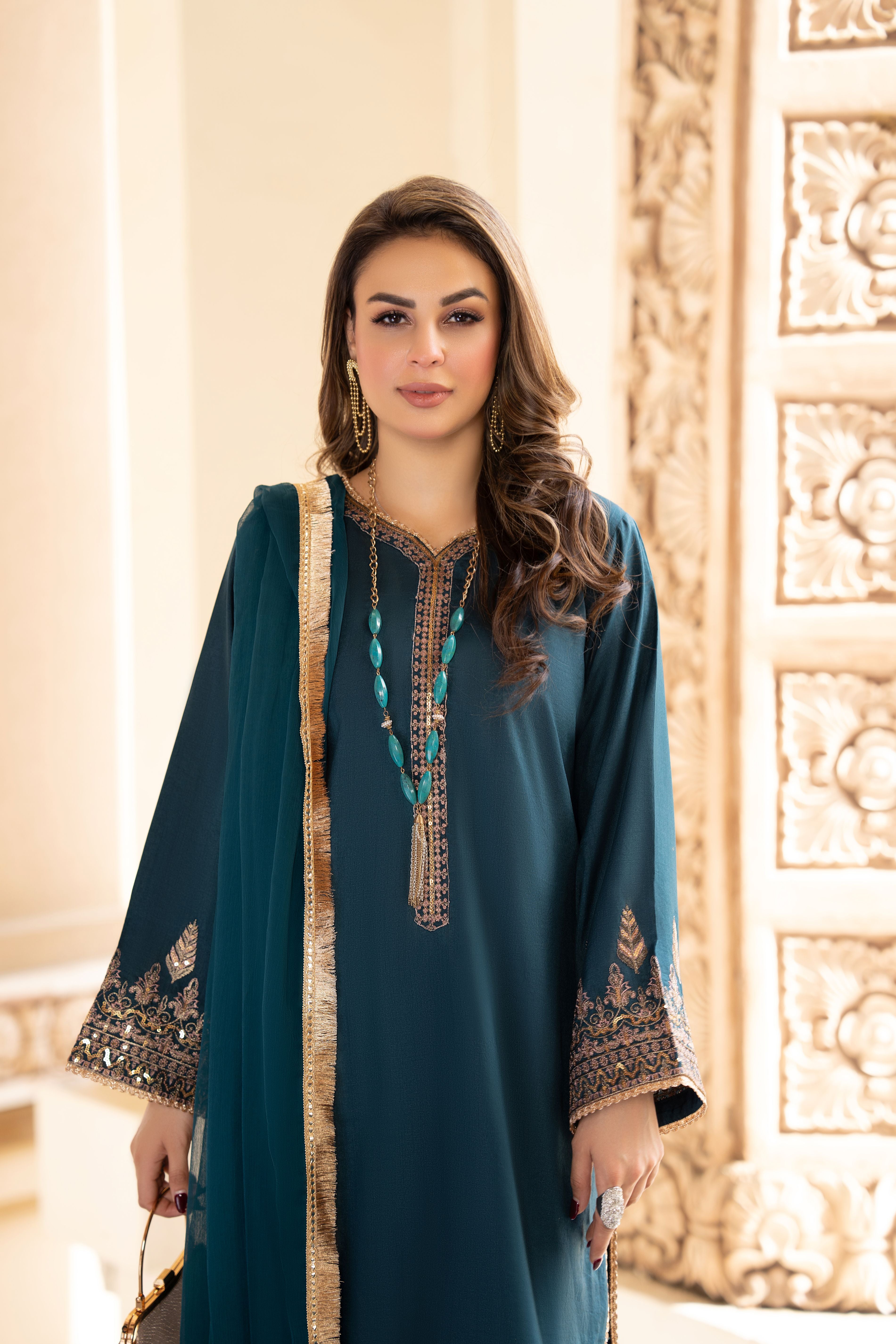 3pc Ready to Wear Raw Silk Dress by Gul Warun GRS21