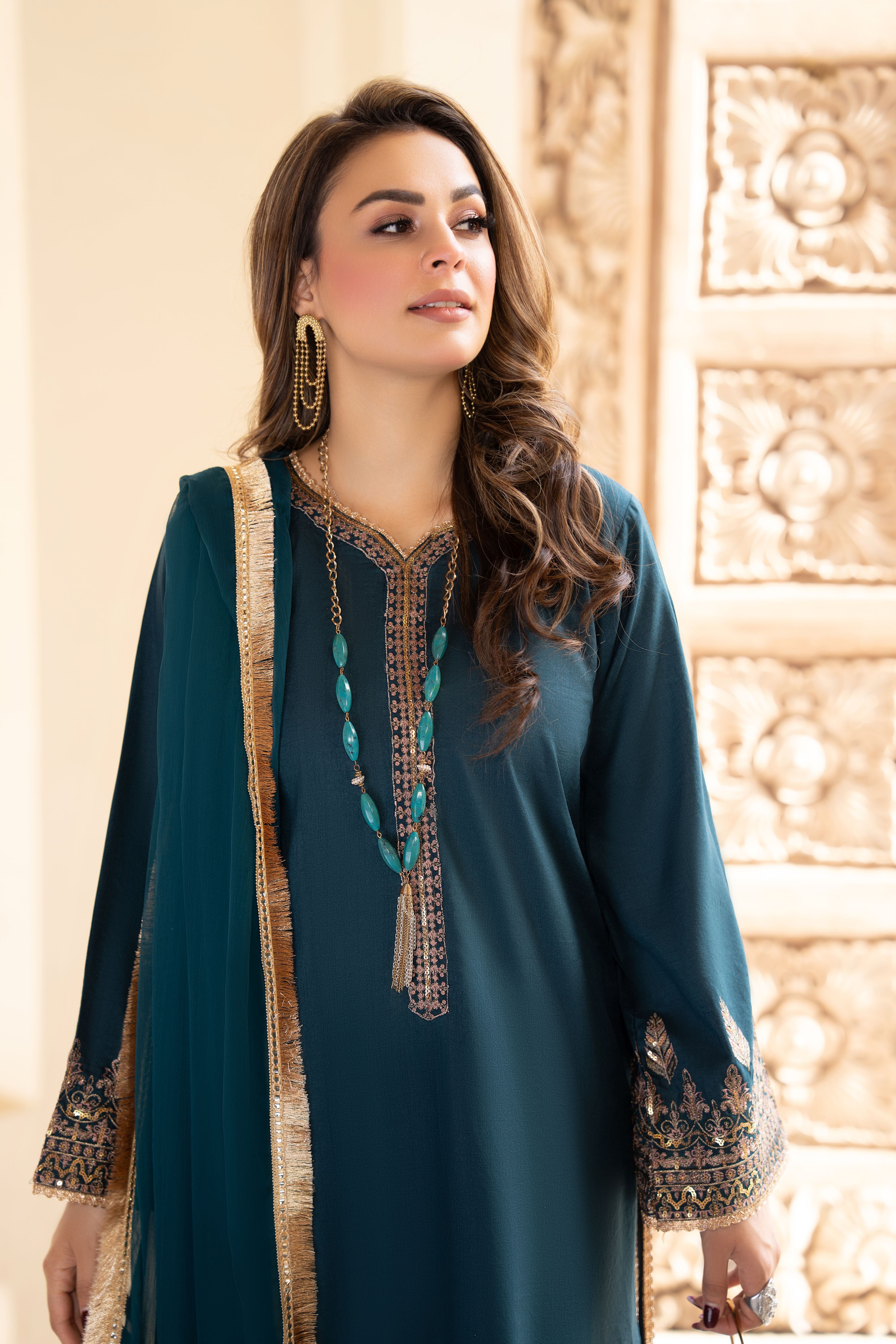 3pc Ready to Wear Raw Silk Dress by Gul Warun GRS21