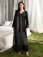 Hania’s Eid Twinning Charm by Mona – Black Chikankari Jacquard Sharara Suit HEC9