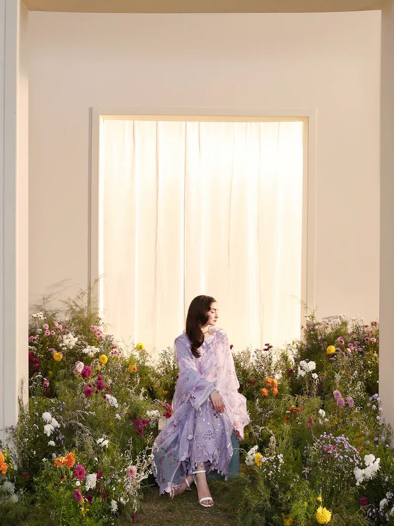 Hania’s Eid Twinning Charm by Mona – Lavender Chikankari Jacquard HEC10
