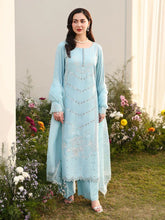 Hania’s Eid Twinning Charm by Mona – Ice Blue Chikankari Jacquard HEC11