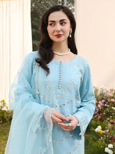 Hania’s Eid Twinning Charm by Mona – Ice Blue Chikankari Jacquard HEC11