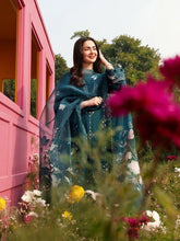 Hania’s Eid Twinning Charm by Mona – Emerald Chikankari Jacquard HEC13