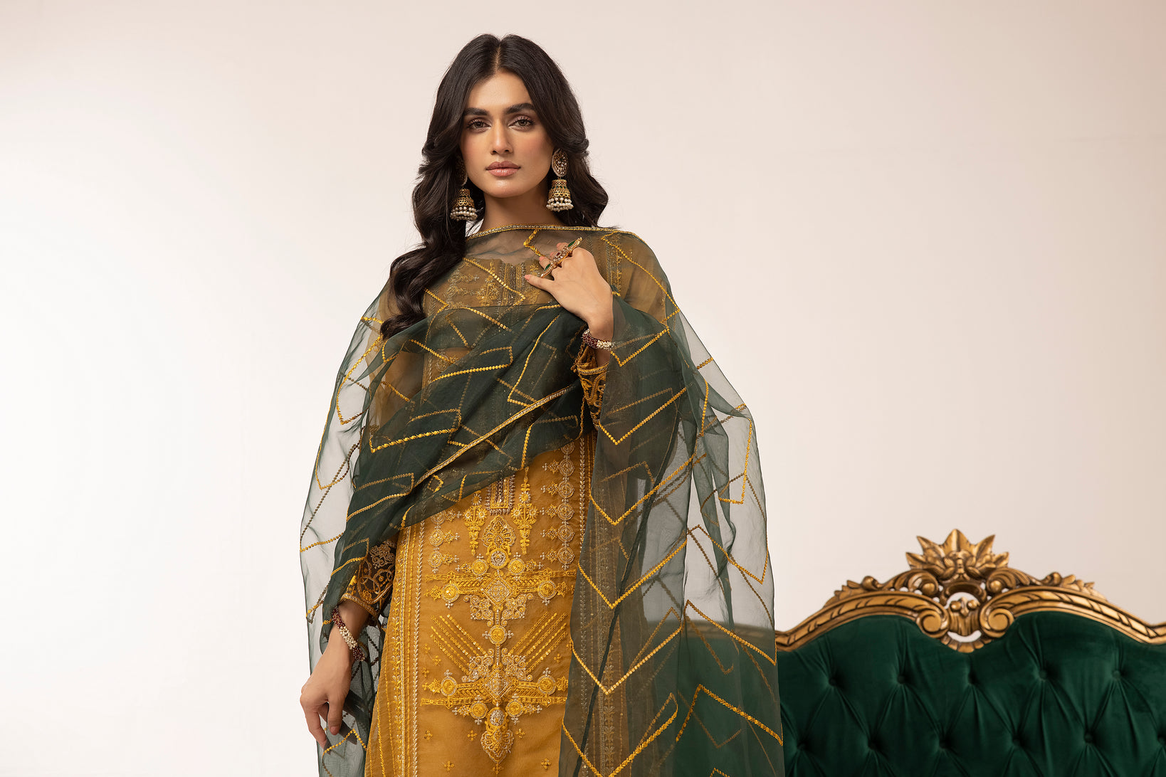 3pc Embroidered Dress by Hemlime A01