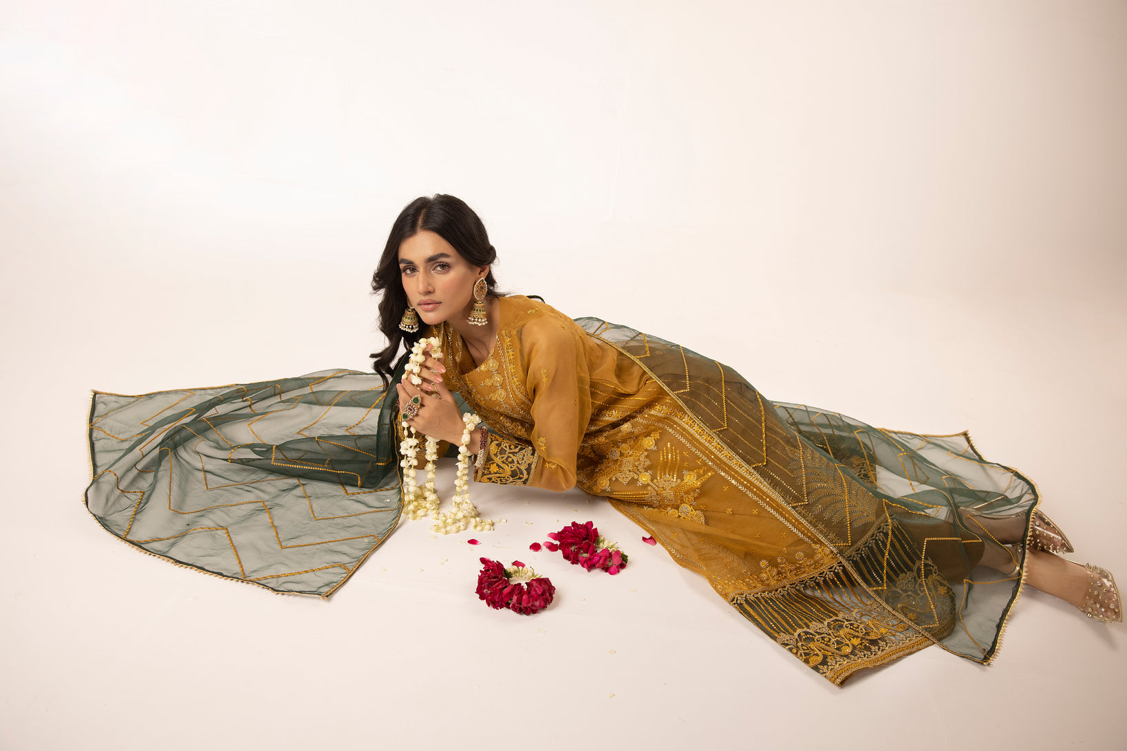3pc Embroidered Dress by Hemlime A01
