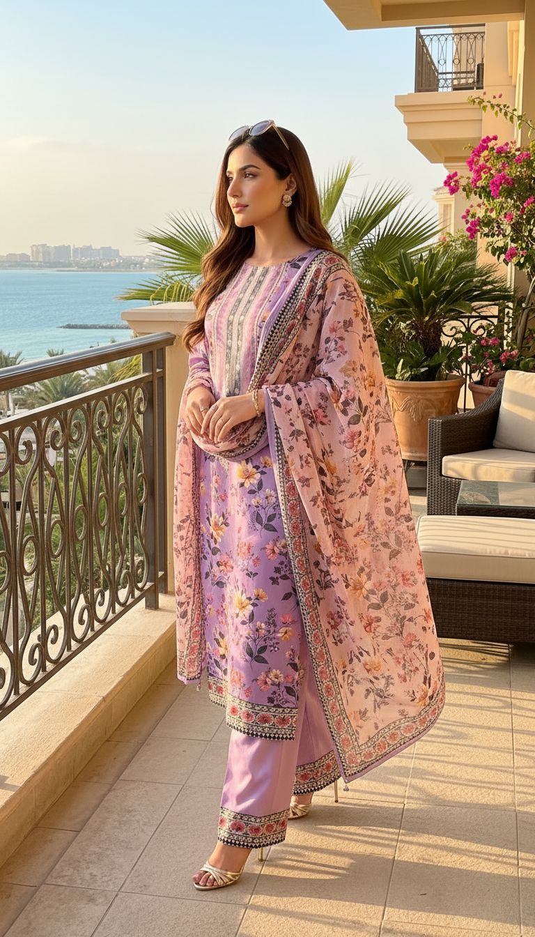 Impulse 3pc Printed Polyester Lawn Suit – IMP22