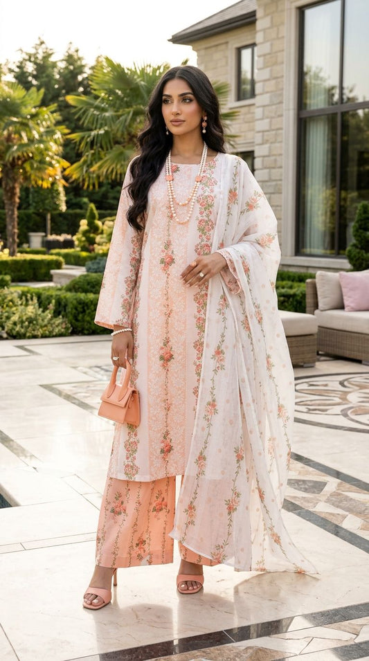 Impulse 3pc Printed Polyester Lawn Suit – IMP26
