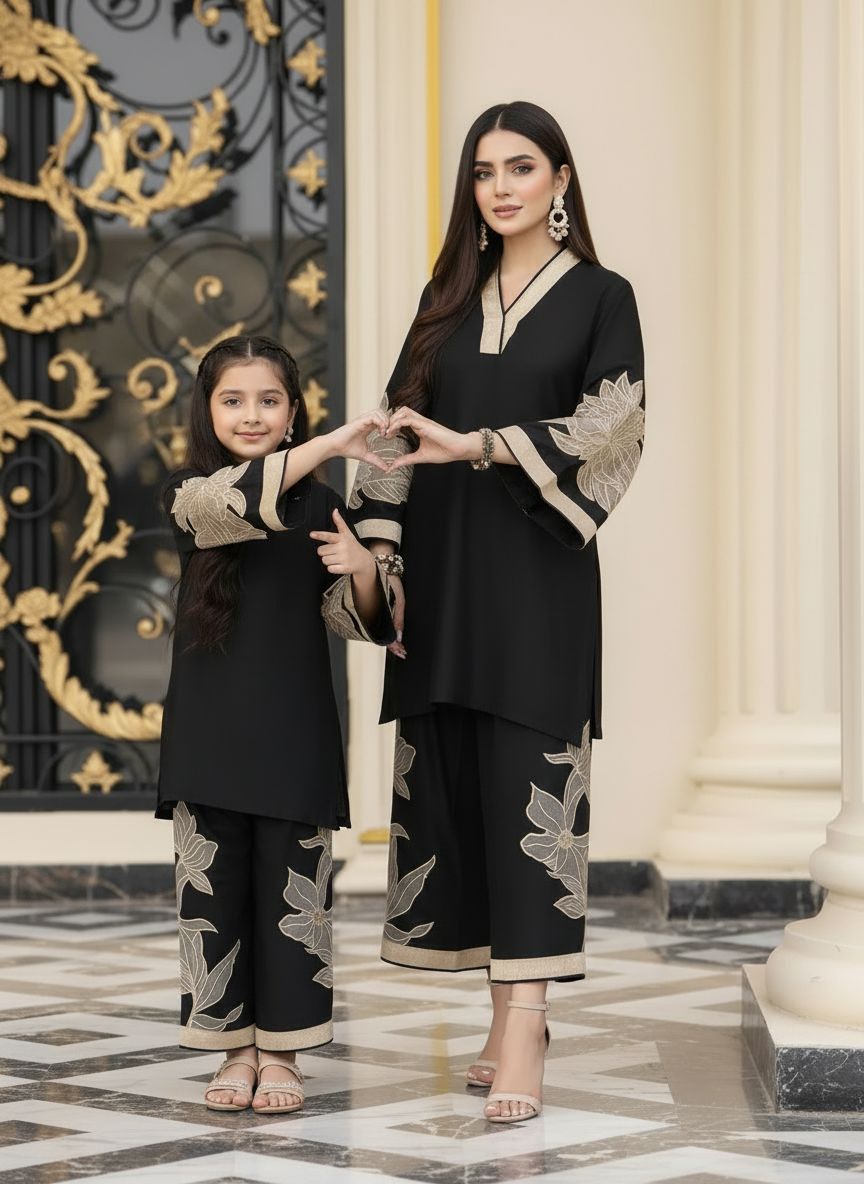 Dhanak Canvas by Zaiwa – 2pc Black Dhanak Designer Kurta Set CCZ11
