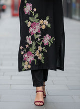 Zaiwa 2pc Black Embroidered Khaddar Long Dress ZWL20