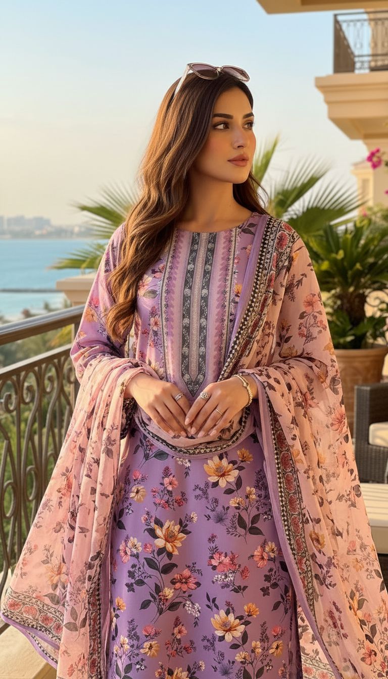 Impulse 3pc Printed Polyester Lawn Suit – IMP22