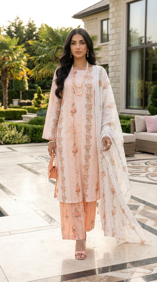 Impulse 3pc Printed Polyester Lawn Suit – IMP26