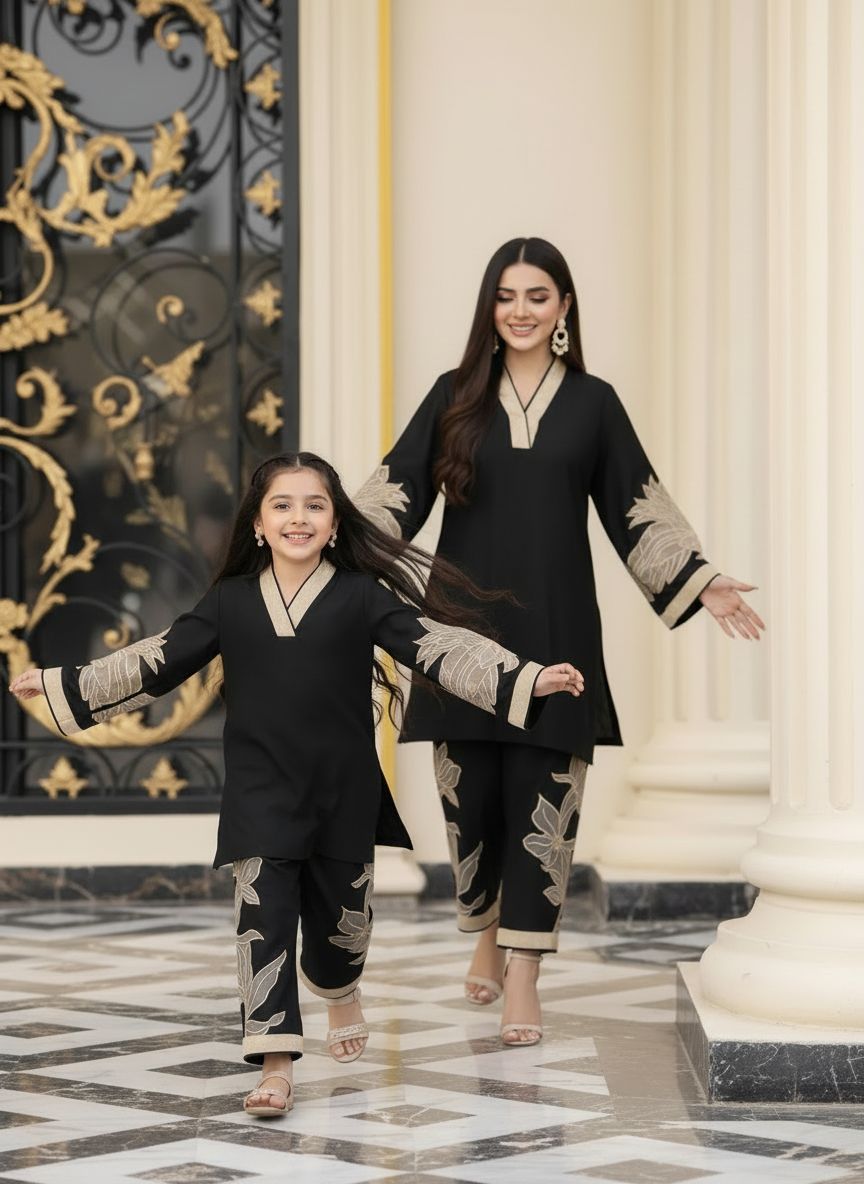 Dhanak Canvas by Zaiwa – 2pc Black Dhanak Designer Kurta Set CCZ11