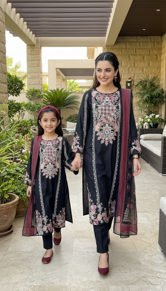 Zaiwa 3pc Viscose Embroidered Shirt Suit with Printed Dupatta ZWL14