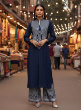 Zaiwa Linen Block Printed 2pc Winter Casual Co-Ord Set ZWL17