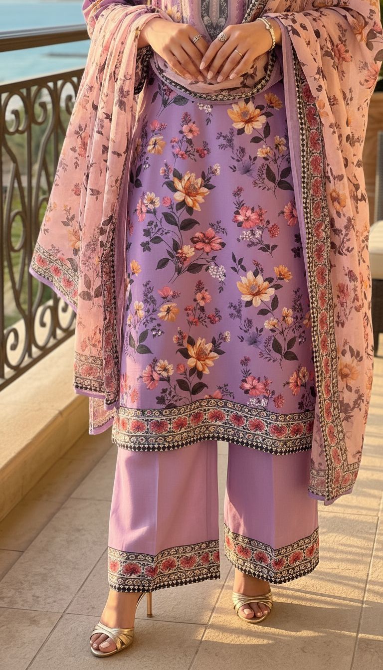 Impulse 3pc Printed Polyester Lawn Suit – IMP22