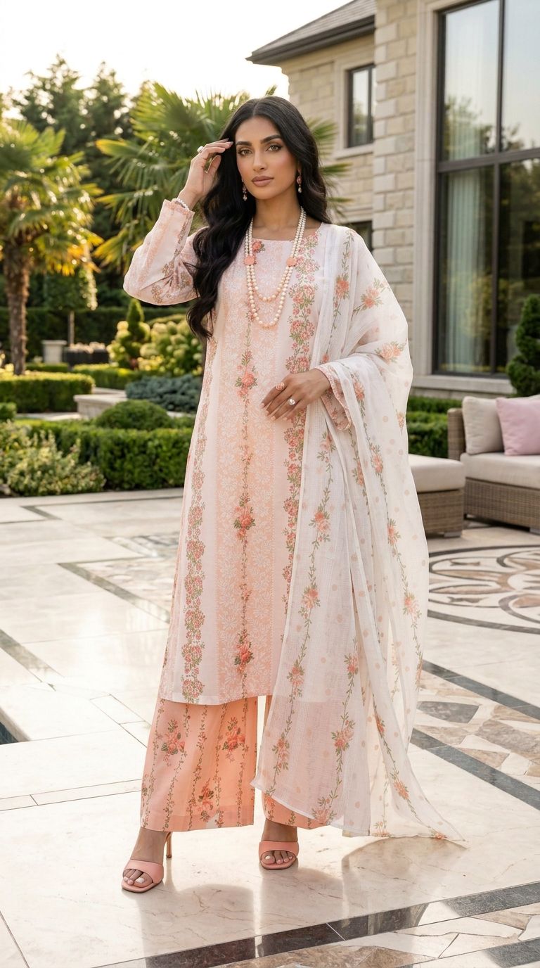 Impulse 3pc Printed Polyester Lawn Suit – IMP26