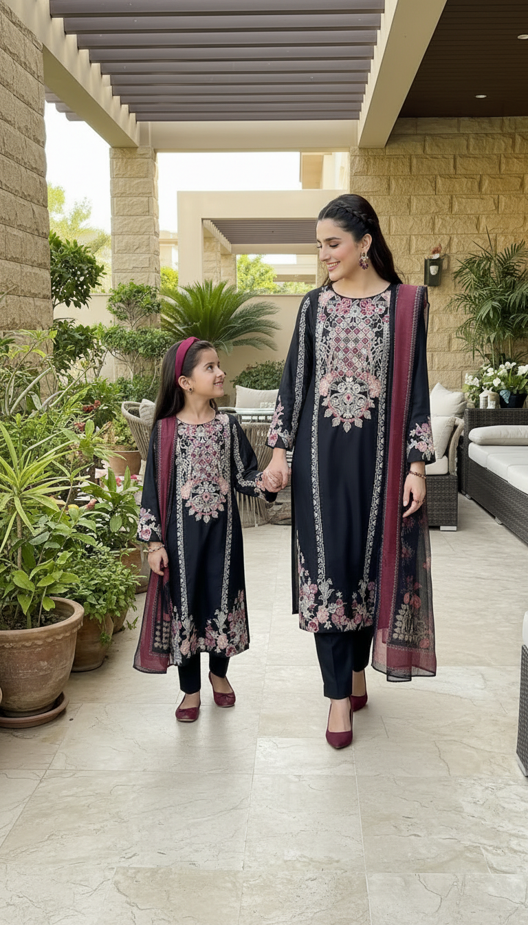 Zaiwa 3pc Viscose Embroidered Shirt Suit with Printed Dupatta ZWL14