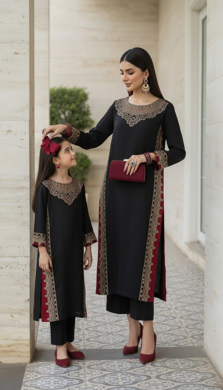 Black Thread & Sequin Embroidered Linen 2pc Women Suit | Baarish by Miski BYM5