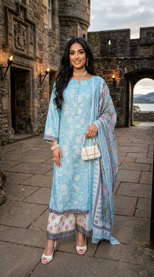 Impulse 3pc Printed Polyester Lawn Suit – IMP27