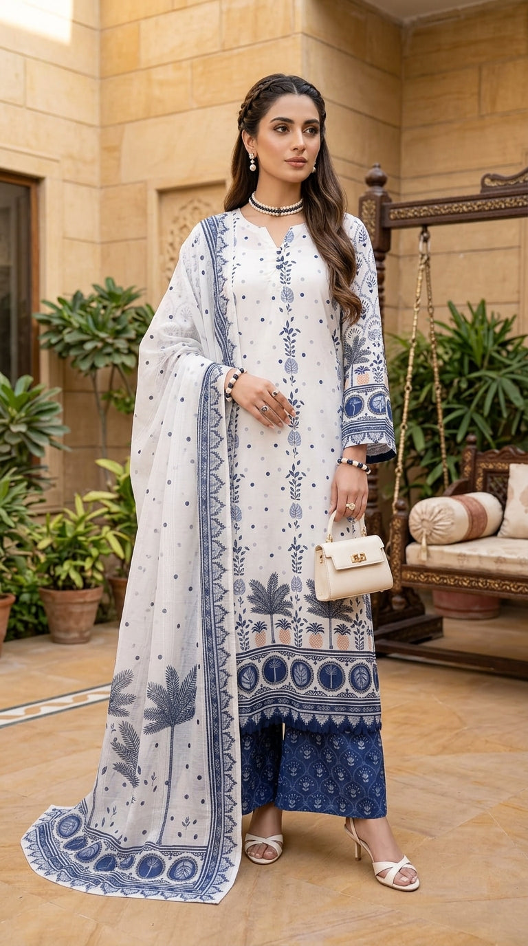 Impulse 3pc Printed Polyester Lawn Suit – IMP23