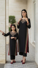 Black Thread & Sequin Embroidered Linen 2pc Women Suit | Baarish by Miski BYM5
