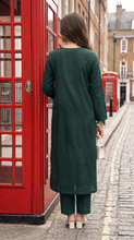 Miski Winter Essentials 2pc Dark Green Embroidered Linen Suit – MWE1