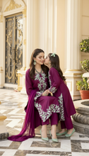 Reshmi RA10 Magenta Embroidered 3pc Raw Silk Suit with Chiffon Dupatta