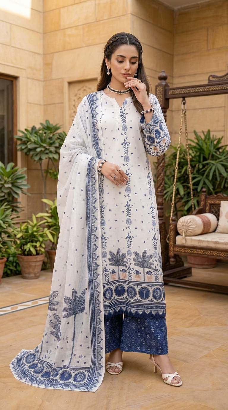 Impulse 3pc Printed Polyester Lawn Suit – IMP23