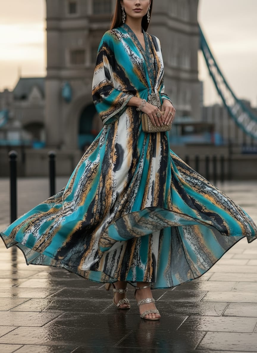 Zaiwa Embroidered Poly Silk Kaftan Ready-to-Wear ZWL19