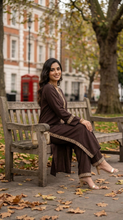 Miski Winter Essentials 2pc Chocolate Brown Embroidered Linen Suit – MWE2