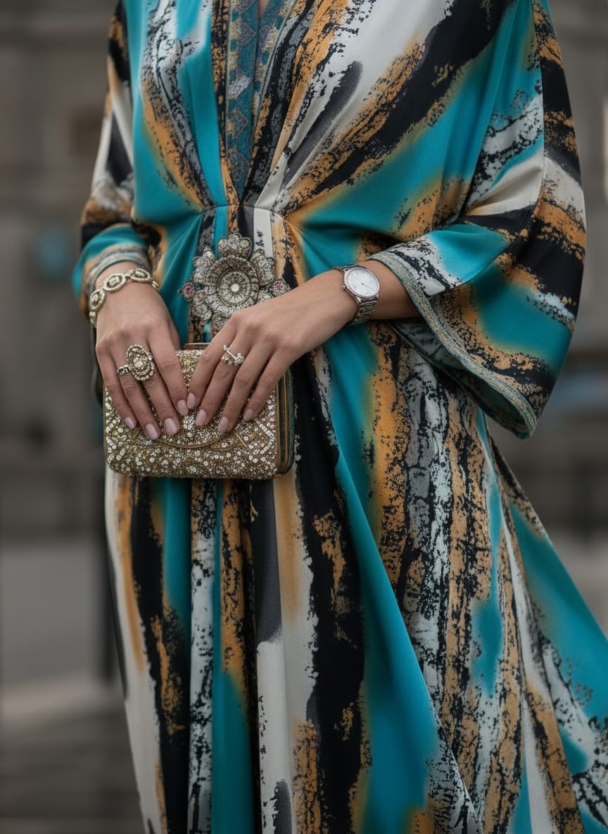 Zaiwa Embroidered Poly Silk Kaftan Ready-to-Wear ZWL19