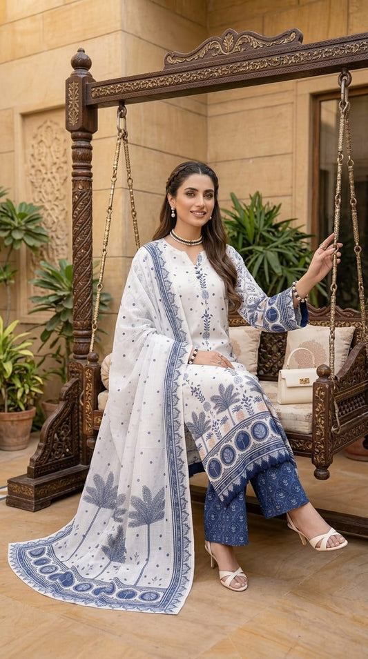 Impulse 3pc Printed Polyester Lawn Suit – IMP23