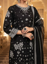 Zaiwa 3pc Black Khaddar Thread & Sequin Embroidered Suit ZWL22