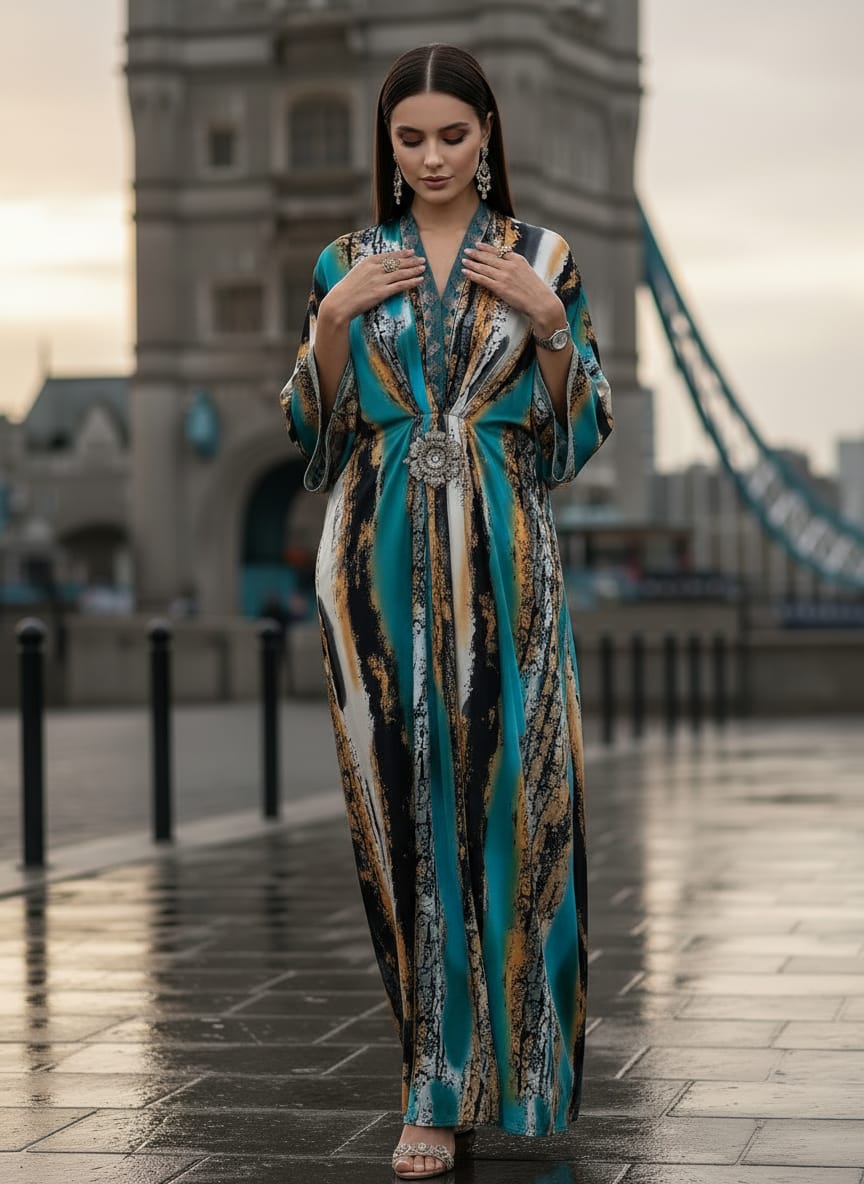 Zaiwa Embroidered Poly Silk Kaftan Ready-to-Wear ZWL19